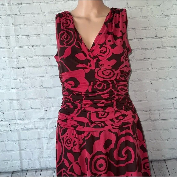 Maggy Boutique Red & Brown Floral Dress size 8 - Picture 2 of 9